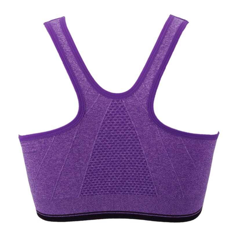 Fitness Elastic Force Women Front Zipper Bra Push Up Crop Top Seamless ...